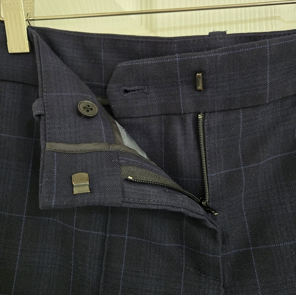 Maje Stylish Trouser Pants Women's Size  38(M) Dark Blue Plaid Straight Leg - Picture 7 of 15